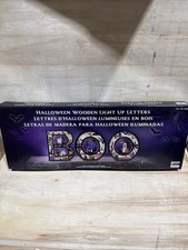 New BOO Wooden Light Up Letters Set of 3 Halloween LED Tabletop Décor with Timer picture