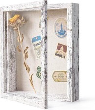 Califortree 8x10 Shadow Box Frame with Linen Back - 8x10, Distressed White  picture