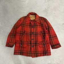 Vintage 40s 50s Chippewa Woolen Mills Plaid Wool Hunting Coat Rear Game Pouch XL picture