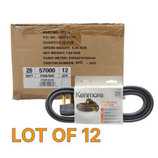 Lot of 12 Kenmore 6 FT. Electrical Dryer Cord 3 Wire 30A 250V 3 Prong Gray 57000 picture