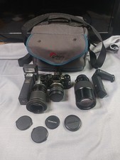 Used VTG Olympus OM-2n 35mm Film SLR Camera w/ 28mm  200 Mm Lens,135mm, Flash, picture