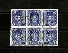 1922-24 Austria, 1Block of 6, 1000 Kr, Definitive, SG 505 Michel 404, U picture