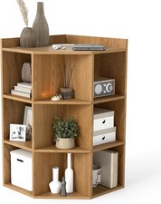 3-Tier Corner Cabinet with Charging Station, Corner Shelf with 9 Cubbies picture