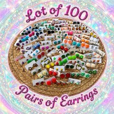 Wholesale Lot Of 100 Pairs of Assorted Stud Earrings Women’s Teen Jewelry New picture