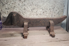 Antique Cast Iron Dachshund Andiron Dog Fireplace Tool Early 1900s Figural Iron picture
