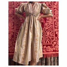 Antique Victorian Reworked 1840s/50s Cotton Roller Print Dress picture