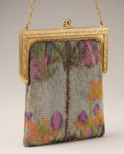 Antique 1920's Whiting & Davis Dresden Mesh Handbag w/ Mirror Flapper Purse picture