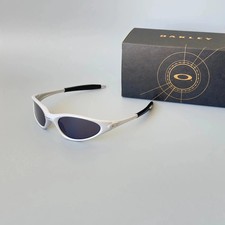 Oakley Eye Jacket 1.0 Silver Frame Black Lenses Vintage Sunglasses picture