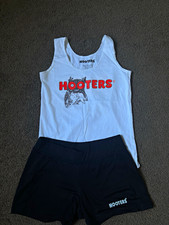 Hooters Uniform Costume Outfit White Tank Top & Black Shorts Size S Halloween picture