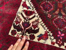 4x6 HANDMADE VINTAGE RUG red black oriental geometric handwoven antique 3x6 3x7 picture