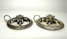 S. Kirk & Son Sterling Silver Repousse Chambersticks #34 VTG Set Of Two 136g picture