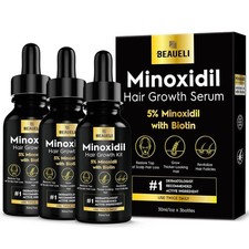 3 pk Beaueli 5% Minoxidil for Men Women, Hair Beard Growth, Regrowth, Unscented picture