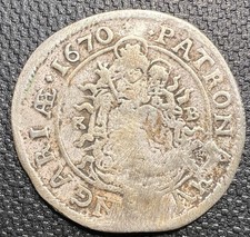 1670 Austria Habsburg Leopold I 6 Kreuzer Silver Coin - Holy Roman Empire picture