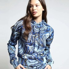 Twenty Montreal Abstract Swirl Print Cropped Hoodie Pullover Artsy Y2K Streetwea picture