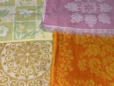 Vintage Cannon Royal Family Lot Fringe Bath Towels Retro Floral Bright Colors picture