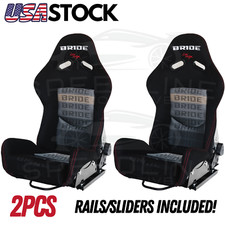 2PCS BRIDE Seats Low Max Racing Black Gradient Style Seat Adjustable Backrest  picture