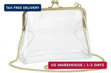 HOXIS Clear Transparent PVC Kiss Lock Chain Cross Body Bag Womens Clutch picture