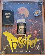 Puscifer Normal Isnt VIP Merch Signed Foil Poster, Coin, Flask, Notebook.  picture