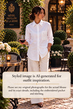 Hermes Paris White Cotton Shirt Blouse FR 42 US 10 NWT Made France picture