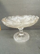  antique 19th CENTURY ELEGANT GEORGE DAVIDSON DIAMOND POINT GLASS COMPOTE tazza  picture