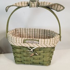 Longaberger 2007 Woven Memories Basket Green+Liner+Hummingbird Tie On+Gripper picture