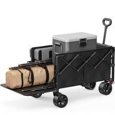 390lb Heavy Duty Folding Wagon Cart Extended Tailgate All-Terrain Wheels picture