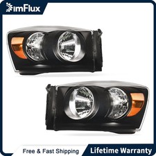 DimFlux Headlights for 2006-2008 Dodge Ram 1500 2500 3500 Black Housing picture