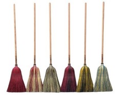 AUTHENTIC AMISH MULTI COLOR BROOM - Heavy Duty Corn Straw & Solid Hardwood picture