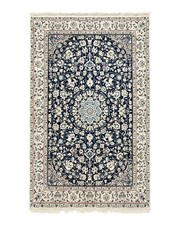 Per'sian Nain Rug 4x6, Navy Blue and Ivory, Very Fine 625 KPSI picture