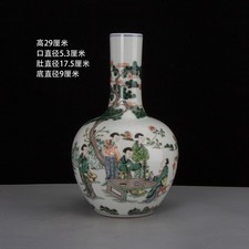 Chinese Qing Kangxi Blue and White Doucai Porcelain Figure Painting Vase 11.4