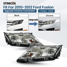 For 2010-2012 Ford Fusion Upgrade Halogen Headlight Chrome Conversion Left+Right picture