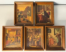 Set of 5 Vintage Framed Old Dutch Masters Prints Wood Frames MCM Retro Framed picture