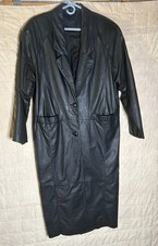 Vintage Women's 100% Genuine Leather Trench Coat, Size Medium picture