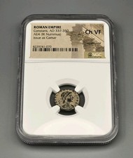 Roman Empire Constans AD 337-350 AE4 Bi Nummus Issue As Caesar NGC Ch VF  picture