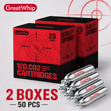 GreatWhip 12g CO2 Cartridges x 50pcs for Pellet Guns, BB Guns and Airsoft Guns picture