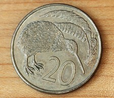 1967 - 1989 New Zealand 20 Cents Kiwi Bird Choose Your Year picture