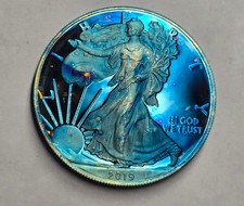 2019-W American Silver Eagle One Ounce Reverse Proof Coin with OGP COA - Toned picture