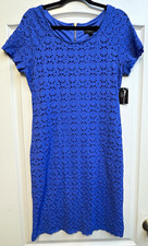 RN Studio by Ronni Nicole Blue Lace A-Line Knee Length Short Sleeve Dress 10 picture