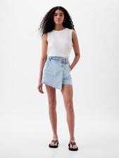 NWT Gap Mini Denim Wrap Skort Jean 6 Skirt With Shorts picture