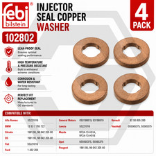 4 X FEBI Fuel Injector Seal Copper Washer Vauxhall Renault Citroen Peug 102802 picture