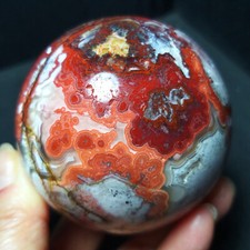 TOP 421G Natural Polished Mexico Banded Agate Stone Sphere Ball Healing  A2313 picture