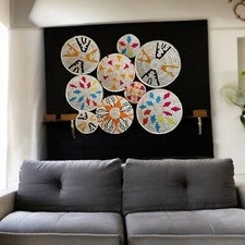 Handwoven Sabai Grass Baskets Bohemian Home Decor set 9 Pc Wall Decor Multicolor picture