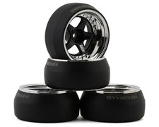 Firebrand RC Element-DSR 1/10 Drift Wheel Kit w/HDPE Tires (Blk/Chrome) (4) 0deg picture