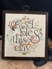 Vintage Hallmark Wall Plaque, God Bless this Day, 700DE4311, Wood 6x6 picture