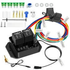 12V-24V Digital Adjustable Dual Electric Radiator Fan Thermostat Switch Kit picture
