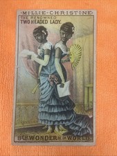 VTG 1883 Millie-Christine Two-Headed Lady Trade Card Strobridge Litho Circus Ad picture