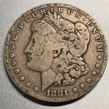Early - 1881-S Morgan Silver Dollar - 90% US Coin   MGN #15   Box 181 picture