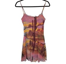 UO Moxie Western Slip Dress XS Y2k Festival Desert Sunset Mesh Mini Going Out picture