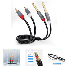 6FT RCA to 1/4 Cable Noise Free Gold Plated Dual 1/4 TS to RCA Audio Cable Home picture