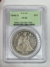 1846-O $1 Seated Liberty Silver Dollar  PCGS VF-30 Good Date Undergraded OGH picture